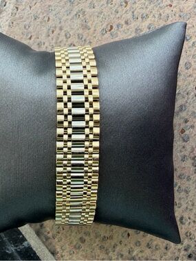 14kt. Yellow & White Gold Status Link Bracelet 7” Made in Italy